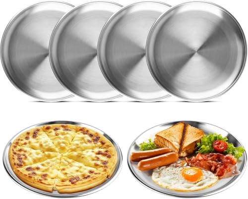 6 Stück Edelstahl Teller Ø 20cm 304 Metall Camping Geschirr Set Edelstahl Platten Robust Rundes Speiseteller für Outdoor Picknick Party & Küche Spülmaschinenfest & Rostfrei