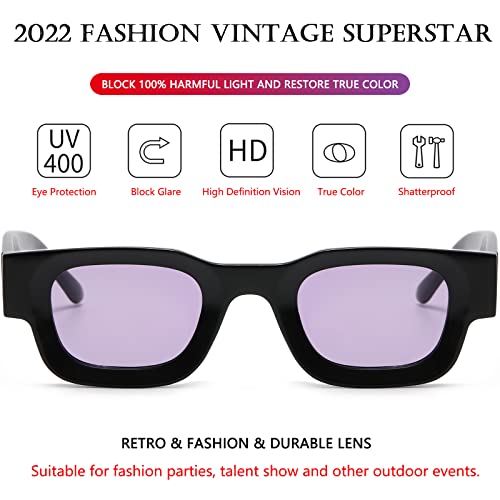 Image of AIEYEZO Modern Thick Rectangle Sunglasses for Women Men 90s Retro Chunky Square Polarized Sun Glasses UV400 Protection