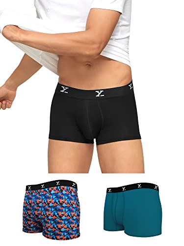Image of XYXX Men's Ace & Shuffle Micromodal Regular Fit Solid Antimicrobial Trunks with No Marks Waistband (Pack of 3)