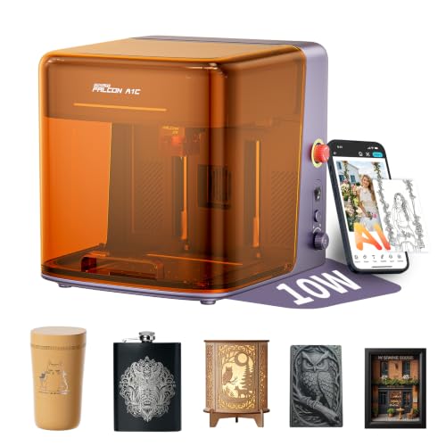 Creality Falcon A1C 10W AI Laser Engraver with AI Camera Class 1 Laser Engraving Machine with Interchangeable Laser Platform Auto Focus 0.1mm Positioning 15 000mm/min for Wood Leather & Acrylic