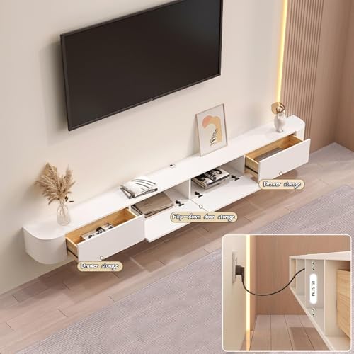 Meuble TV flottant style ferme 120 cm - Console multimédia murale - 4