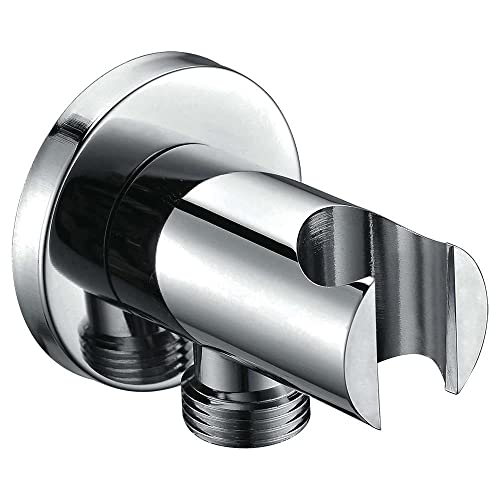 Kibath 424392 Stand Socket Hand Held Shower Handle Holder with Water Outlet for Wall Mounted Round Shape with Gloss Finish Made of Brass - Image 3
