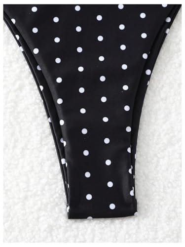 Image of SOLY HUX Women's Polka Dots Print Bathing Suit Halter Triangle Tie Side Bikini Sets Two Piece Swimsuit