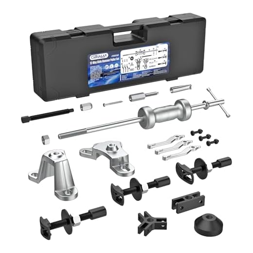 CARVALAX 12-Way Slide Hammer Puller Set, Front Wheel Hub Bearing & Rear Wheel Axle Remover Puller Set, 23PCS Tool Kit for Dents and Dings Repair with Black Carry Box