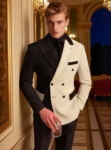 Men's Double Breasted Suit Slim Fit Wedding Homecoming Blazer Pants Outfit2