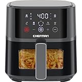 Chefman Air Fryer – 4 QT Compact Airfryer for Quick & Easy Meals, Features Hi-Fry Technology for Extra Crisp, Easy-View Window, Touch Controls with 4 Presets, Nonstick & Dishwasher Safe Basket - Grey