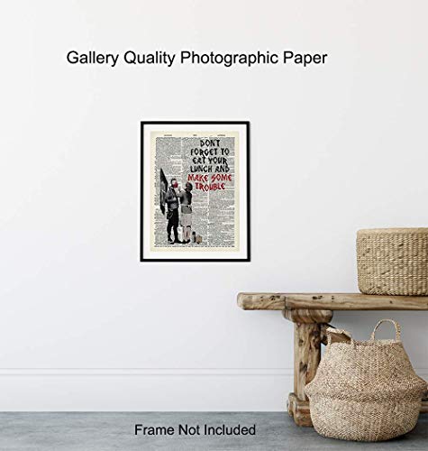 Banksy Make Some Trouble - Wall Art Print On Photo Of Dictionary Page - Makes A Great Gift For Home Decor, Living Room, Bedroom - Steampunk Chic - Ready To Frame (8X10) Vintage Photo #TOP7