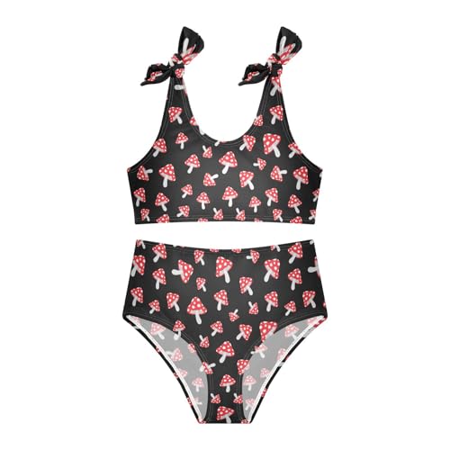 Wusikd Mushrooms Girls Swimsuits Two Piece Black Swimwear Bikini Set for for Girls Size 5-6T3