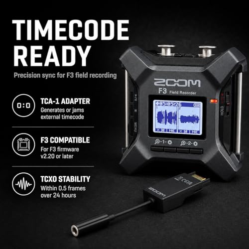 Image of Zoom F3 2-Channel 32-Bit Float Field Recorder Bundle with Zoom TCA-1 Timecode Adapter for Audio-Video Sync (F3 + TCA-1 Timecode Adapter)