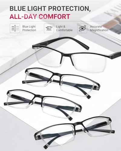 Image of TERAISE 4PCS Fashion Anti-blue light Reading Glasses Quality Readers Glasses for Reading for Men and Women Computer /cell phone Blue Light blocking Reader Glasses Frame (2.25X)