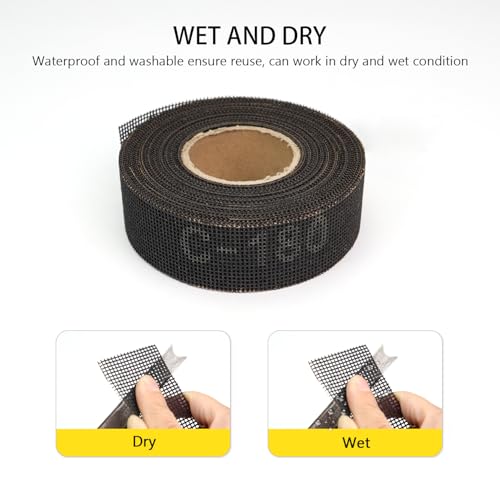 Image of SCOTTCHEN Sanding Rolls /Plumbing Sanding Cloth 1-1 /2 inch x 11yd (33 ft) / Plumber's Double Side Open Mesh /Silicon Carbide Grit #180-1Roll