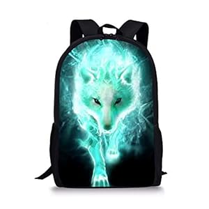 Leuke hond print rugzak voor kinderen jongens meisjes tieners cool school boek tas, Teal Wolf-c (multi) – LXB-CGK-09-CA…