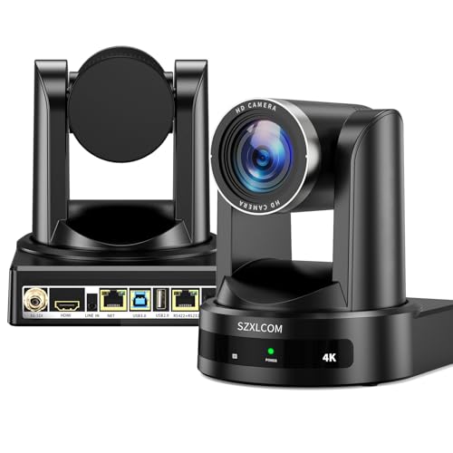 SZXLCOM 4K PTZ Camera 20X Optical Zoom AI Auto Tracking with HDMI SDI USB3.0 RJ45 LAN Live Streaming Webcam,PTZ Conference Room Camera for Church Services,Worship Events,vMix,OBS