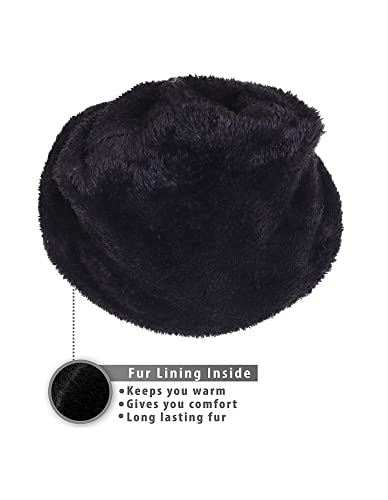 Image of Gajraj Unisex Soft Knitted Winter Warm Woolen Cap with Woolen Lovely Muffler|Fur Cap with Muffler