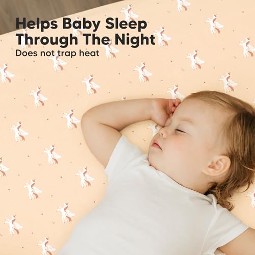 Image of 2-Pack Mini Crib Sheets Fitted, 38x26 Pack N Play Mattress Sheets (Lune Mystic)