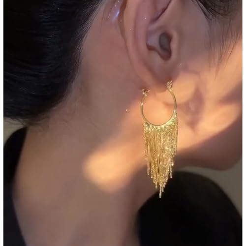Sparkly Tassel Drop Earrings for Women Delicacy Linear Dangle Statement Earrings Long Fringe Chain Chandelier Earrings Party Wedding Jewelry Gifts4