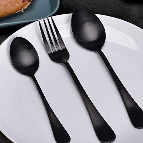 40 Pieces Matte Black Silverware Set Serve for 8, Stainless Steel Flatware Set Utensils Cutlery Tableware Set Including Steak Knife Fork and Spoon, Gift Package for Wedding Housewarming