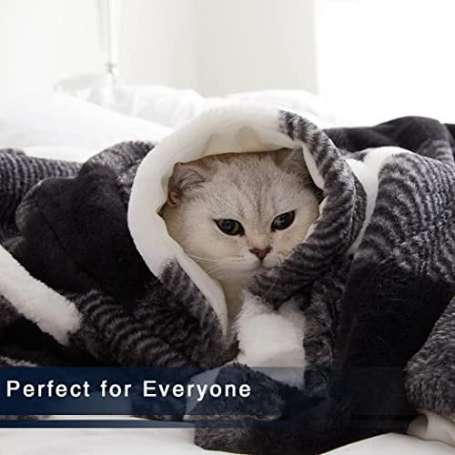 Monbix Queen Faux Fur Throw Blankets Soft Fuzzy Warm, Fluffy Throw Blankets Couch Fleece, Throw Blankets Bed Cozy Machine Washable Plush Thick Comfy Buffalo Plaid Furry Sofa 380Gsm 180Gsm 90X90 #TOP6