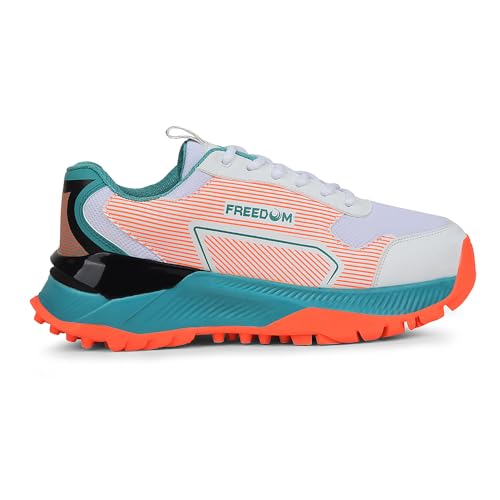 Image of Liberty Freedom Striker-1 Cricket Shoes for Man - Orange & Yellow - Lightweight Lace-Up Men Sports Shoes - Bowling & Batting Performance Footwear for Matches Practise, Outdoor Cricket Play