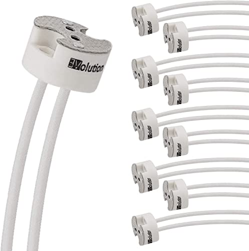 Evolution MR16 Douille de lampe GU5.3 Culot LED | Culot céramique avec câble de 0,75mm² protégé par silicone pour ampoules LED et halogènes | Max 100W 12V | Set de 20 pièces