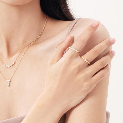 AGVANA 0.3 Ct. Tw. Lab-Grown Diamond Band Ring in 14K Solid Gold Promise Engagement Anniversary Wedding Band Ring | Stackable Rings for Women (D-E Color, VS Clarity)2