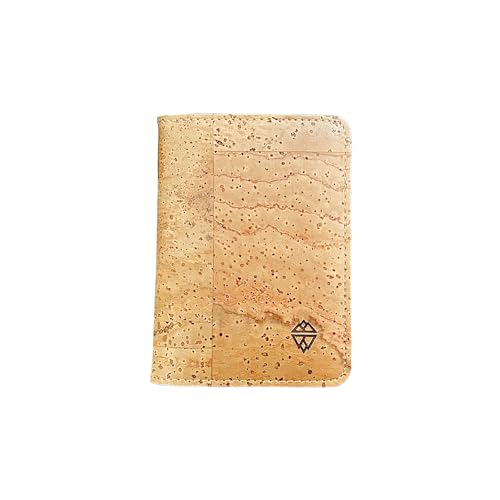 Image of Cork Wallet - Cork Card Holder - Art Print - Eco Friendly - Vegan Non-Leather -Sustainable - Bifold, Waves, Cork Grain Wallet