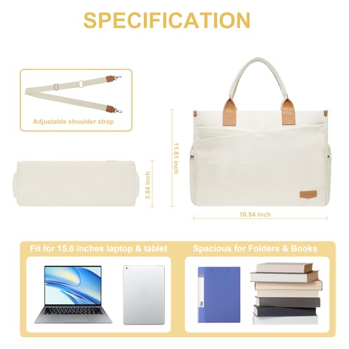 Bolso Tote para Laptop MOSISO 15-15.6 pulg Beige miniatura 5