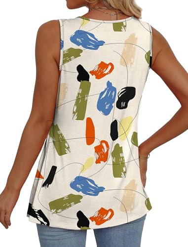 Image of OFEEFAN Womens Tank Tops 2025 Flowy Peplum Tops for Women Dressy Sleeveless V Neck Babydoll Tank Tops