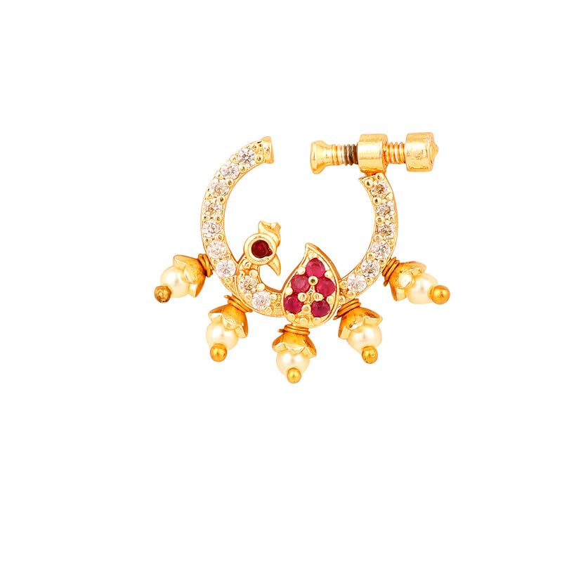 OPAL TOUCH Women Nose pin/Nath Nose Ring Traditional Jewellery-Red CZ Gold Nose Pin (Southwestern) (B0CC65WKQ3) Amazon Price History, Amazon Price Tracker