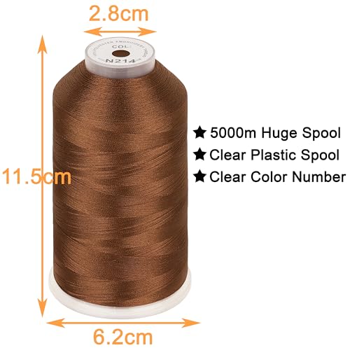 Image of New brothread - Single Huge Spool 5000M Each Polyester Embroidery Machine Thread 40WT for Commercial and Domestic Machines - Brown (Janome Color)