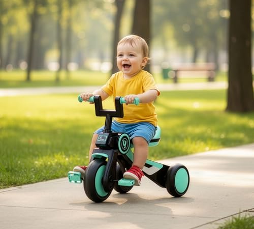 Image of R for Rabbit Tiny Toes Y Ace Premium Designer Tricycle for Kids 2-5 Years Upto 25Kg Weight with Strong Metal Core Frame, Anti-Slip Handlebars & Smooth Wheels | 95% Pre-Installed Baby Trike (Sea Green)