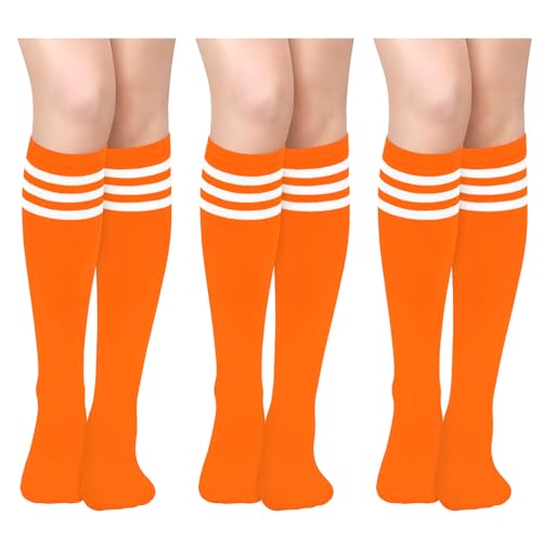 Sarfel Orange and White Striped Socks Knee High Stockings Crayon Socks Orange Blossom Halloween Costume 70s Accessories Women