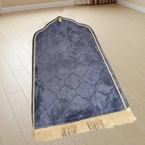 Tapis de prière violet en flanelle 26x45 pouces avec pompons