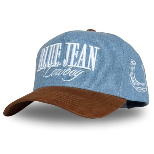 Image of Vintage Western Trucker Hat | Men & Women | Country Cute Caps for Cowgirls Cowboys | Camo Denim Embroidered Cotton | Snapback