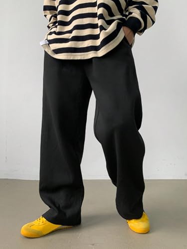 Image of dockstreet Straight Wide fit Long Length Trouser Style Drawstring Trackpant for Men /Trending Sporty Style, Relaxed Casual Pants for Men