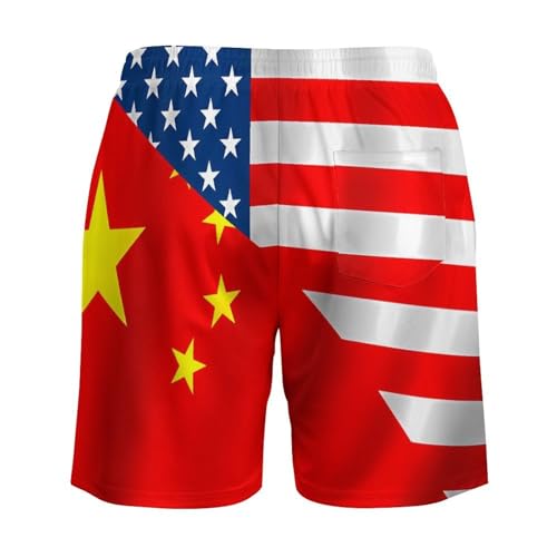 Pantalones cortos de playa para hombre con banderas EE.UU. y China 6