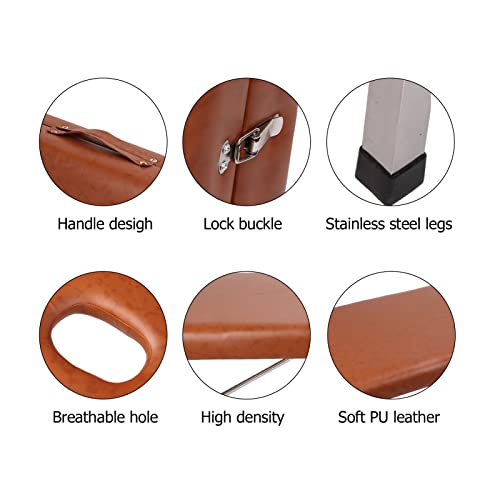 Table de massage en acier inoxydable et cuir PU souple marron - 4