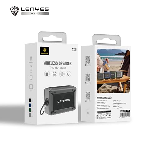 Image of Lenyes S221, Wireless Bluetooth Portable Speaker, 360 Degree Sound, 10W Output, 3 Hours Playtime, Bluetooth v5.0, Aux /TF Card /USB Input, TWS Function, Type-C Charging Port, with Carrying Hook (Green)
