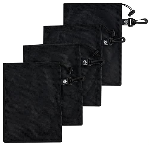 Mesh Drawstring Bag with Clip - Nylon Pouch with Ventilating Mesh Side and Fastening Hook