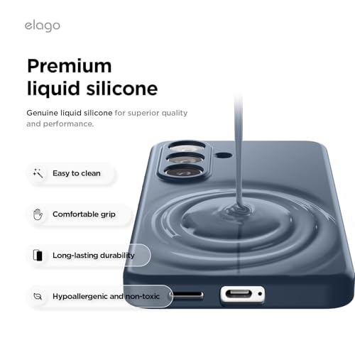Image of elago Premium Magnetic Silicone Case for Galaxy S26 Plus | Compatible with MagSafe Accessories, Protective Cover, Shockproof, Slim, Anti-Scratch Soft Microfiber Lining (Jean Indigo)