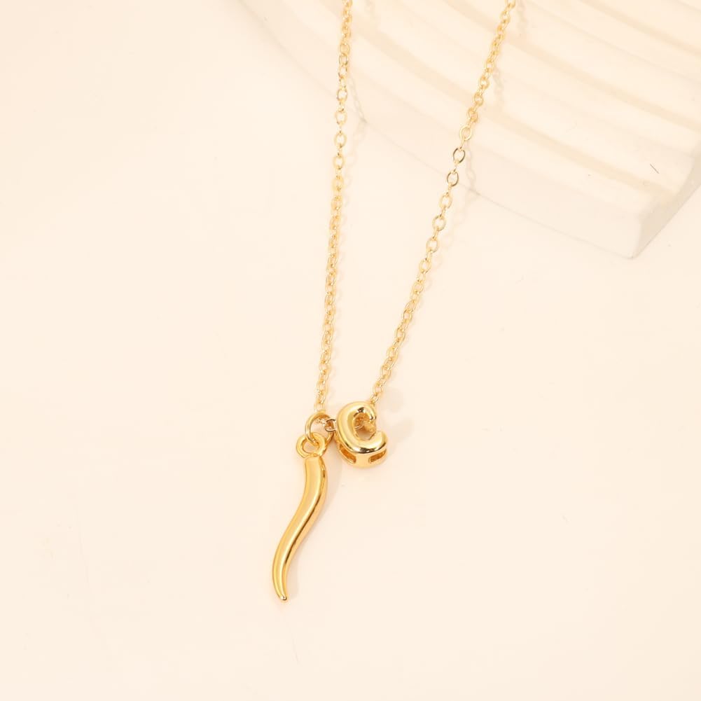 Dainty Letter Italian Horn Pendant Necklace for Women's Spiritual Protection Jewelry - Image 4