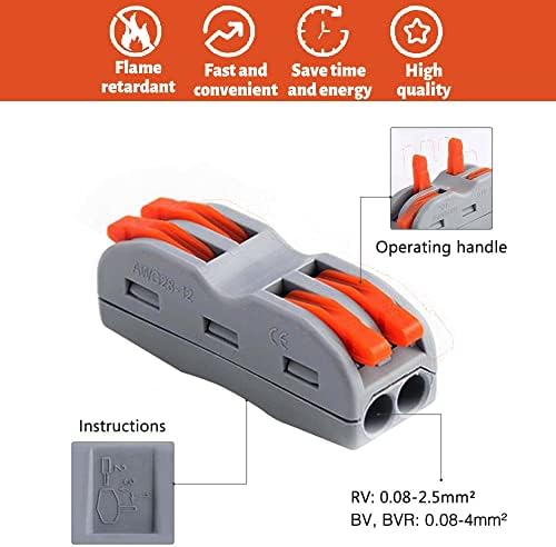 Koverflame Electrical Connectors Wire Terminal Blocks, Electrical Wire Block Connector, Compact Wire Wiring Connector, Conductor Terminal Block for Junction Box Assortment (PCT22-23-40)