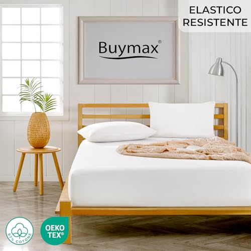 Lenzuolo Con Angoli Stretch Matrimoniale King Size 180X200–200X220 Cm Per Letti Ad Acqua E Boxspring In 98% Cotone Jersey – Colore Bianco, Per Per Materassi Fino A 35 Cm Di Altezza - 2