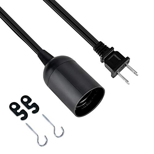 Simple Deluxe 15 Feet 360W Extension Hanging Lantern Pendant Light Lamp Cord Cable E26 Socket On/Off Switch (No Bulb Included), Black #TOP2