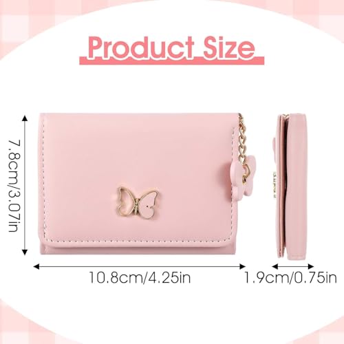 1Pcs Pink Cute Bow Wallet PU Leather Butterfly Purse Wallet Card Holder Purse for Fashionable Ladies2