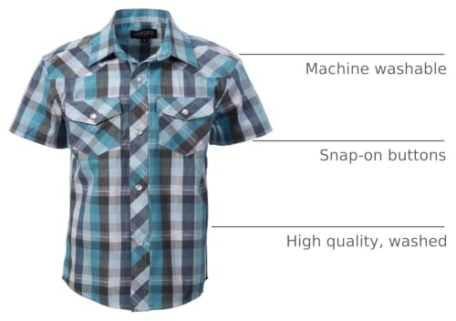 Image of Gioberti Boys Casual Western Plaid Pearl Snap-on Buttons Short Sleeve Shirt