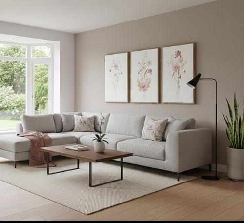Image of JASMIE 3Pcs Pink Floral Canvas Wall Art