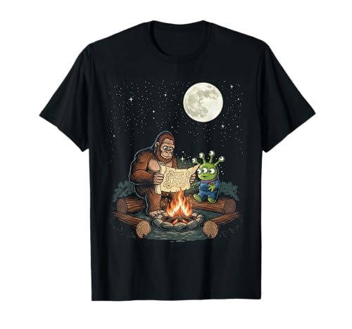 Lustiges Alien Bigfoot Lagerfeuer Sasquatch UFO Space Friends Fun T-Shirt