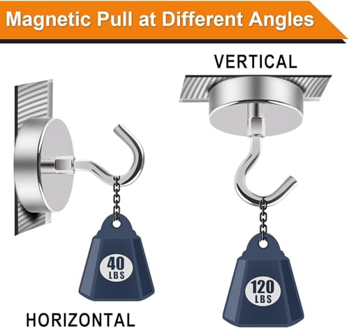 Image of DIYMAG Magnetic Hooks,110 Lb Heavy Duty Strong Magnet With Hook For Hanging, Strong Rare Earth Neodymium Magnet Hooks 6 Packs, Silver