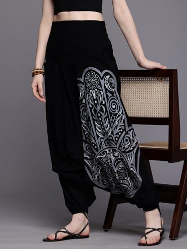 The Veshti Company Women's Printed Summer Harem Pants, Cotton Boho Hippie Casusal Oversized Palazzo Pant for Women2